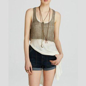 FREE PEOPLE Two Tone Twofer Sweater Tank Ivory - S